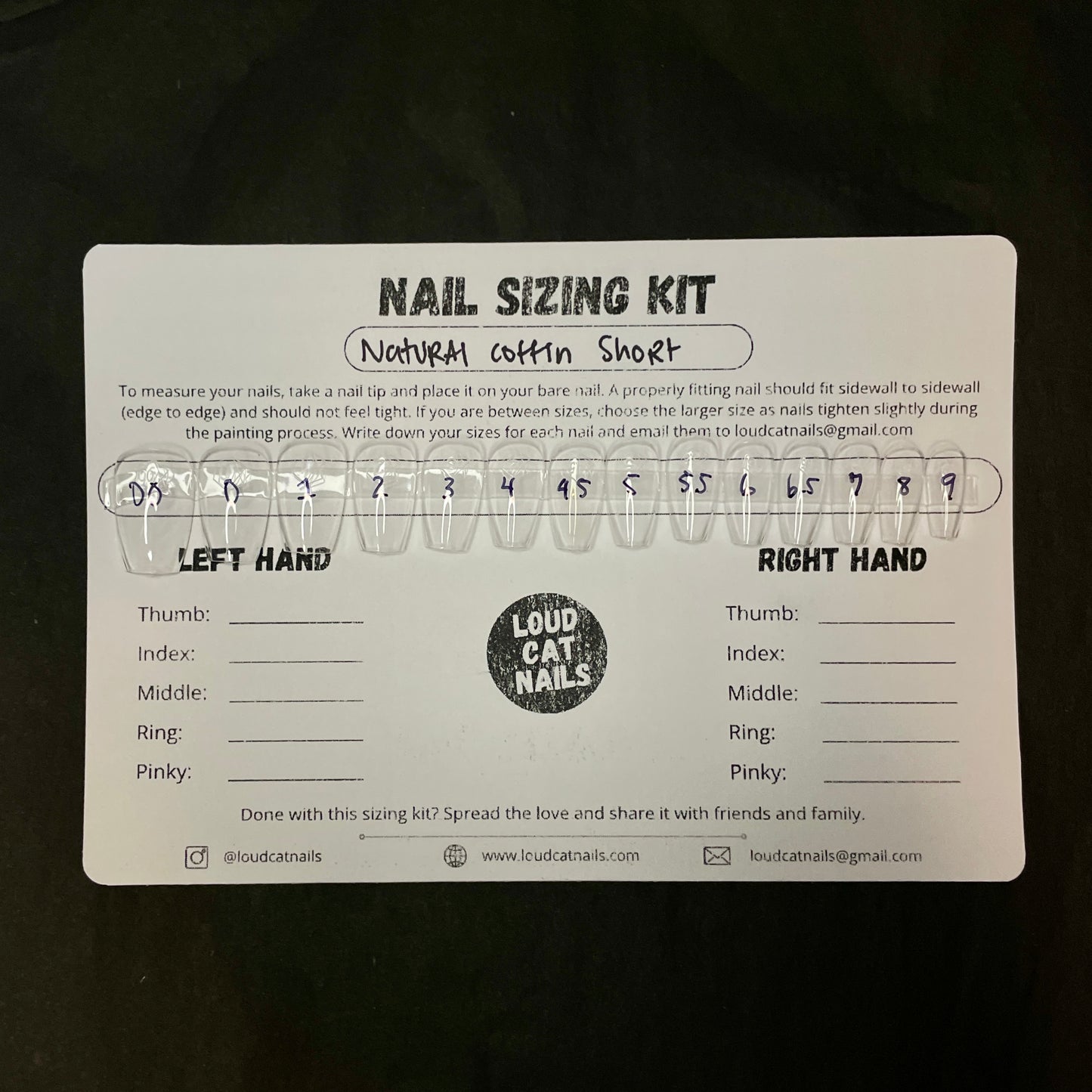 Short coffin sizing kit