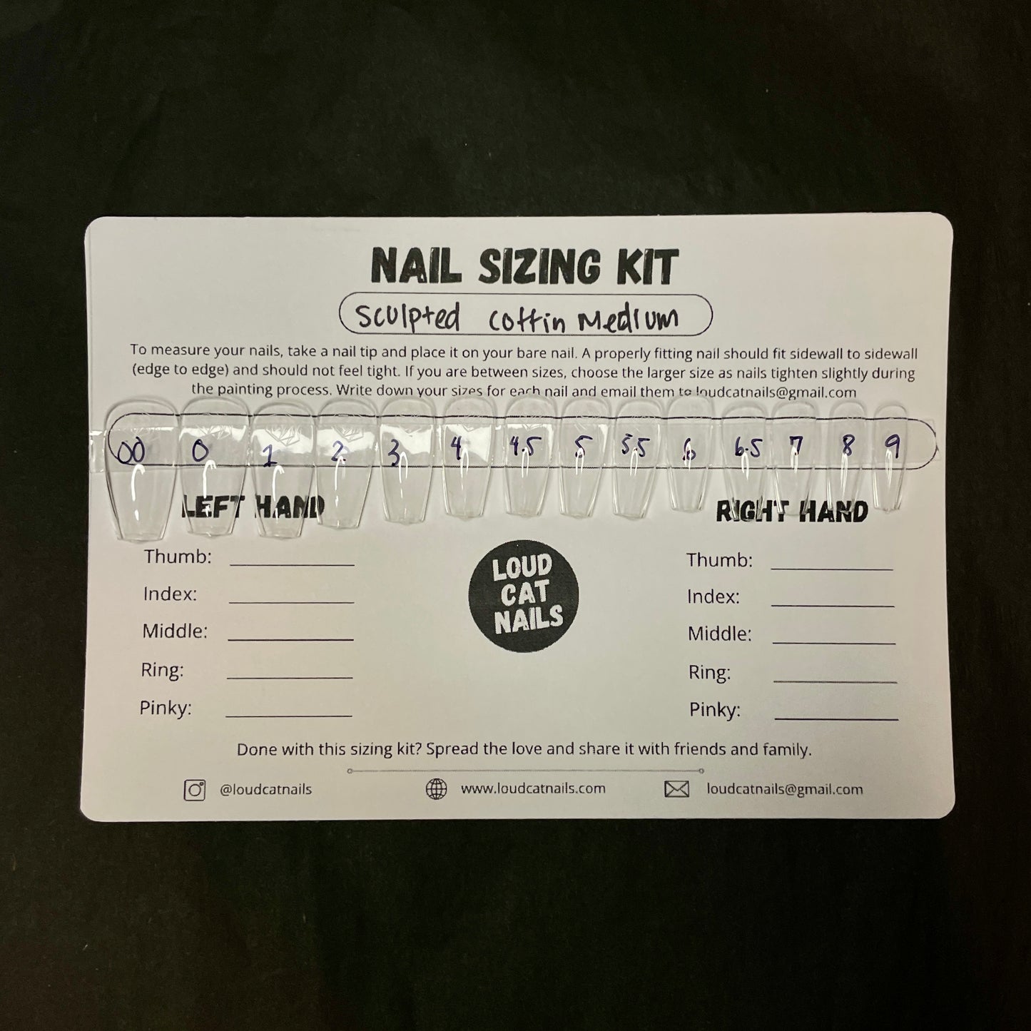 Coffin medium sizing kit