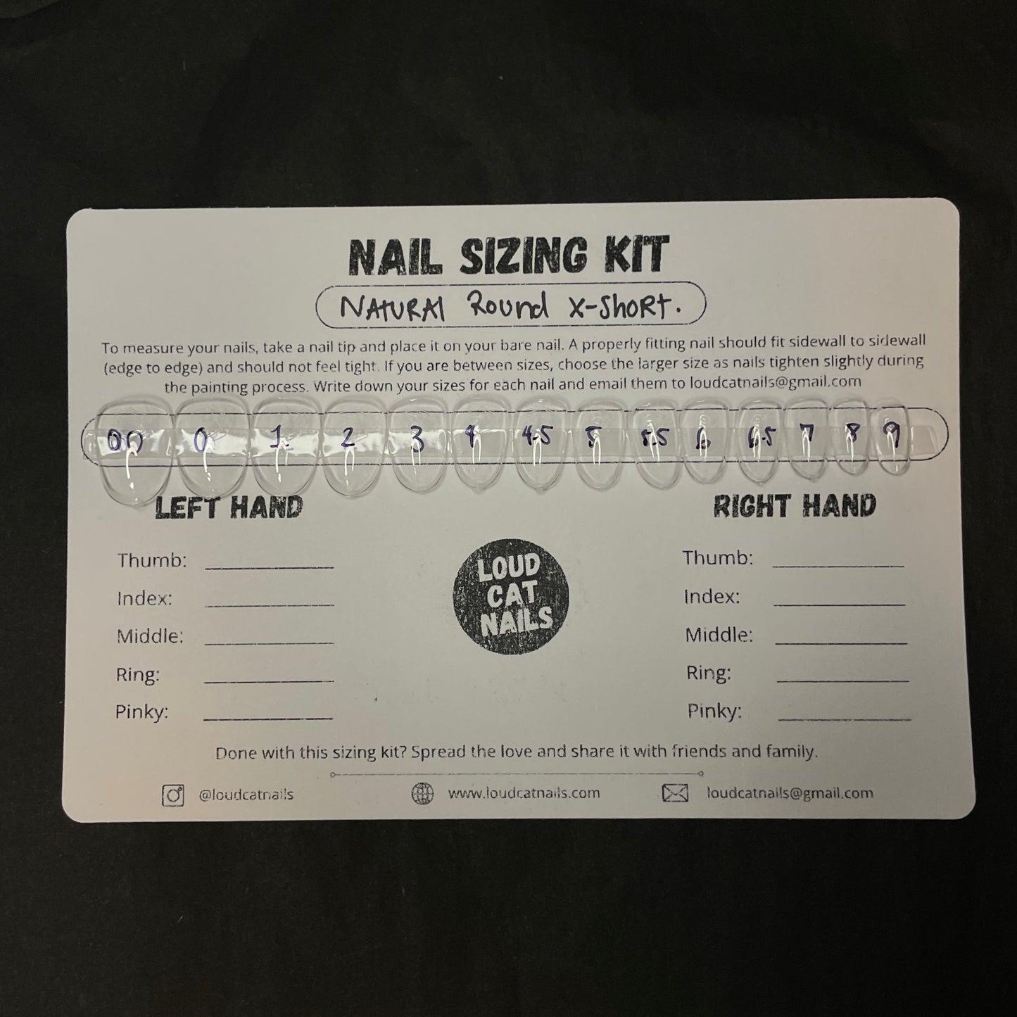 Round x-short sizing kit