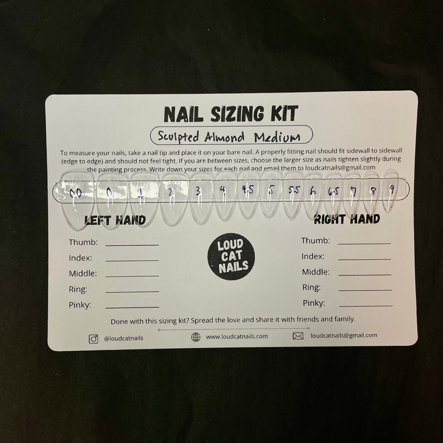 Almond medium sizing kit