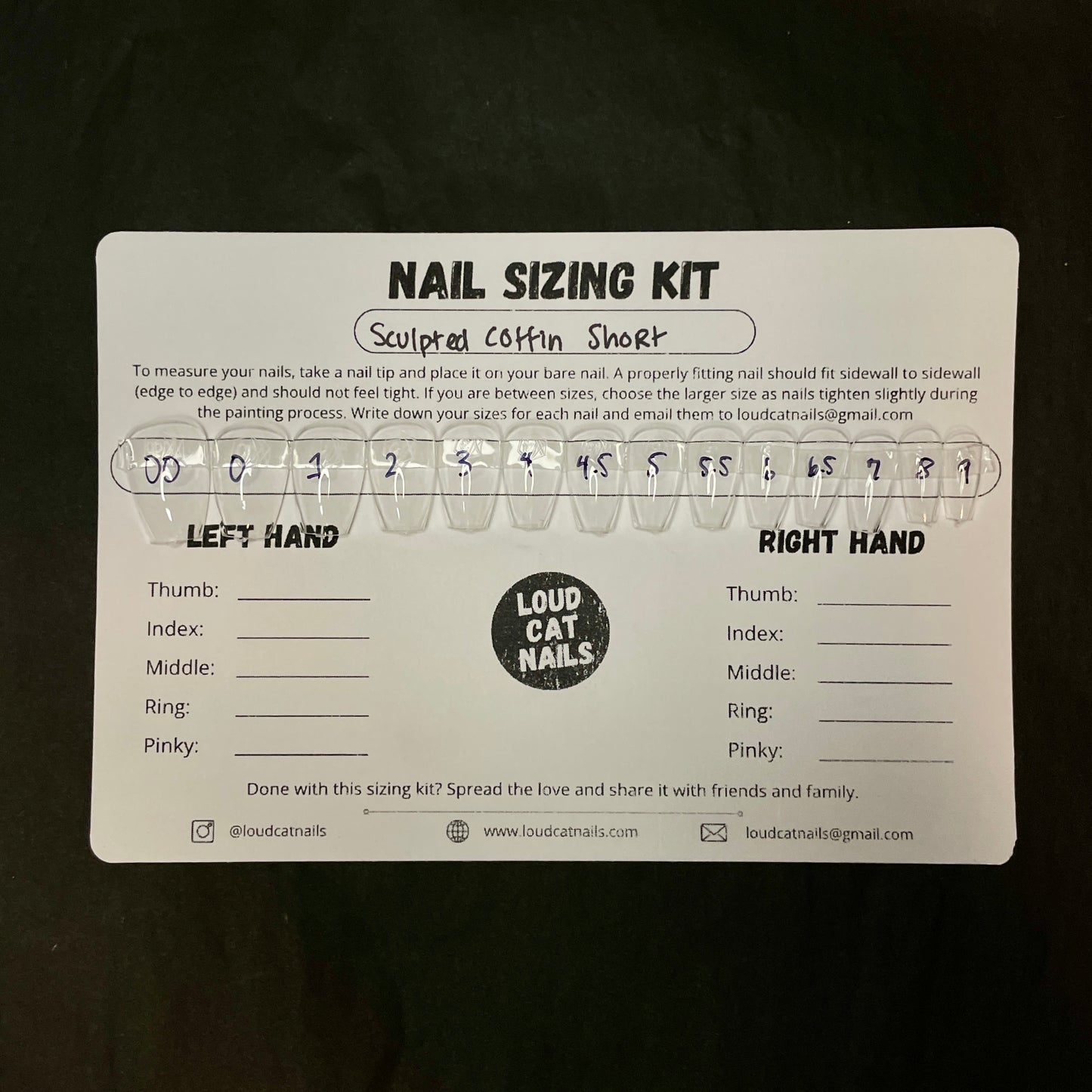 Short coffin sizing kit