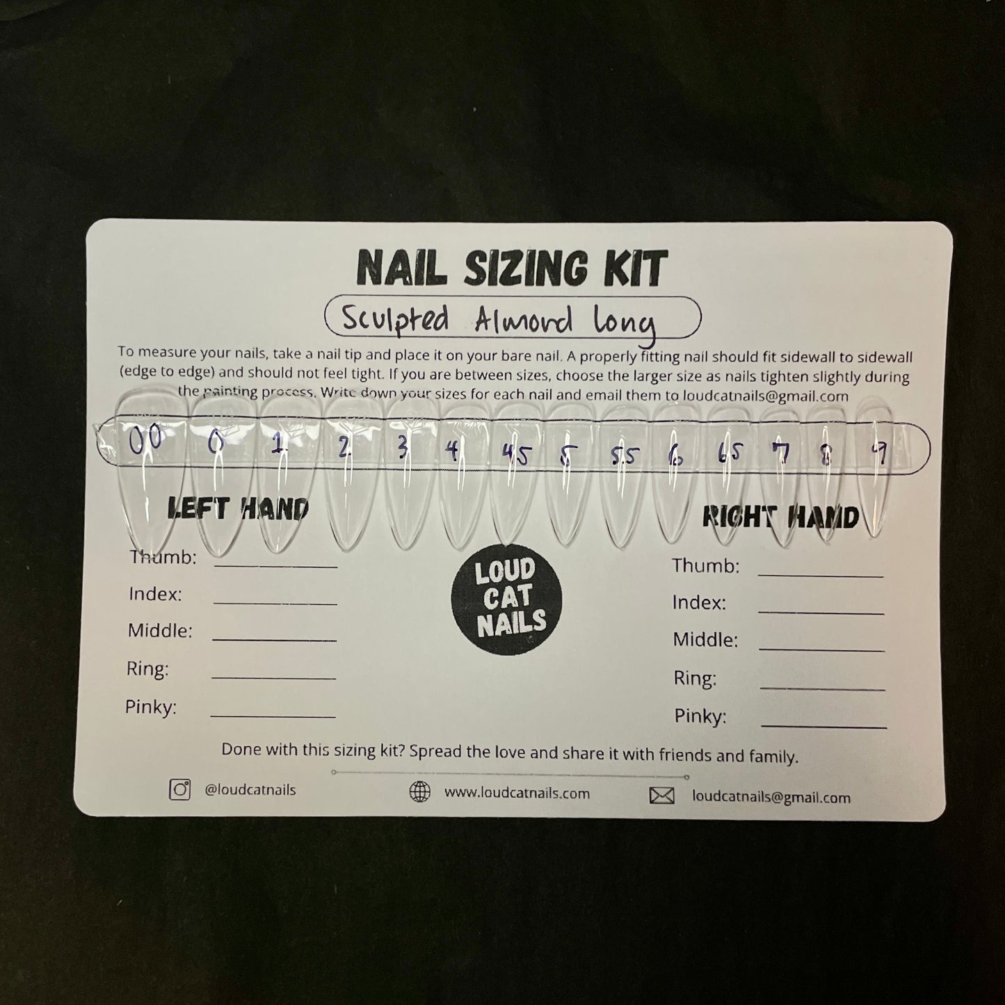 Almond long sizing kit