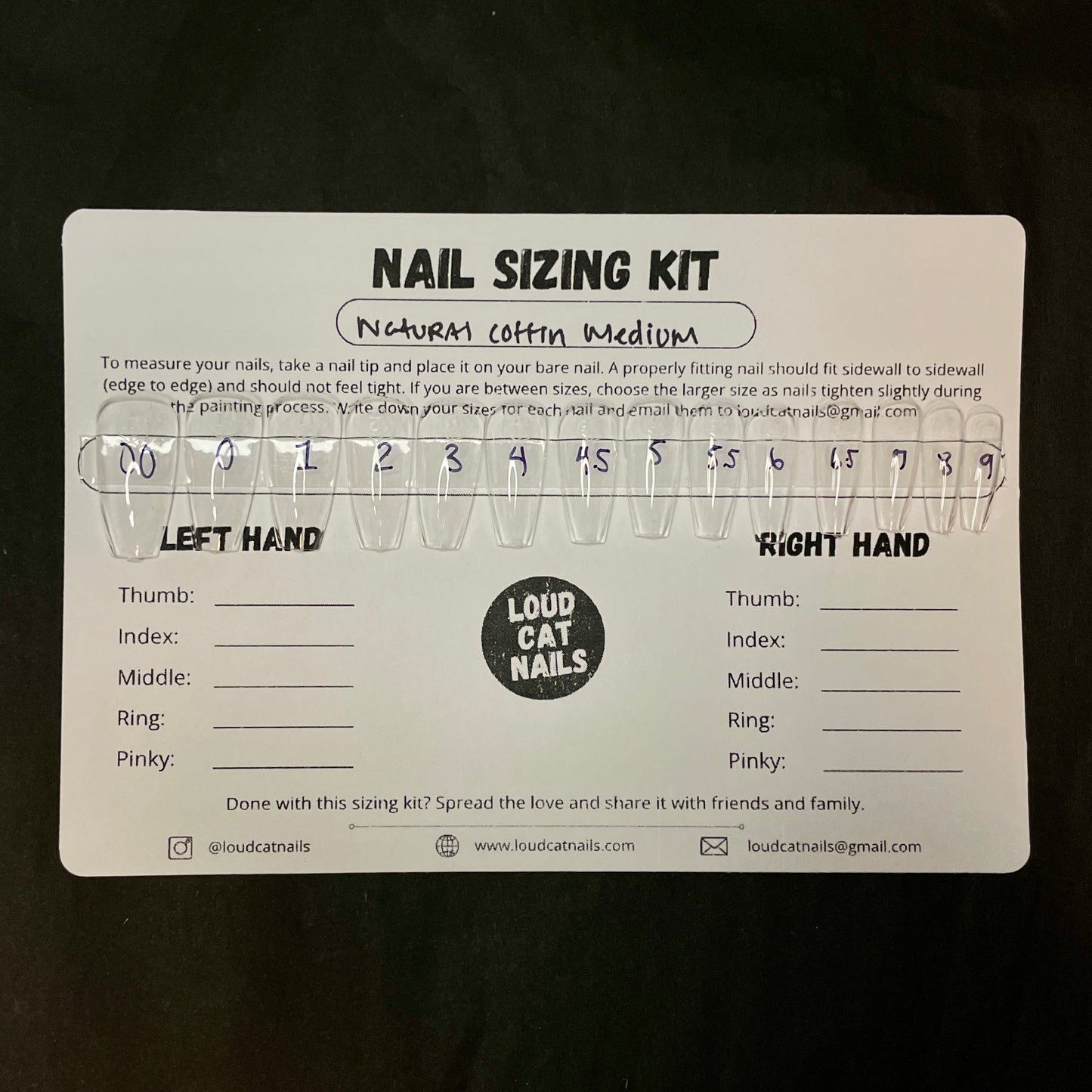 Coffin medium sizing kit